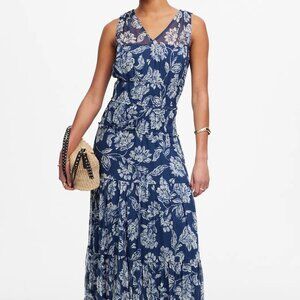 Madewell Sheer V-Neck Maxi Dress in Floral size 2 FLAWED